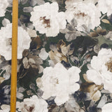 Midnight Roses Green, Brown Printed Cotton Curtain Panels