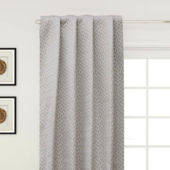 Beigish Gray Hexagon Geometric Jacquard Weave Curtain Panels