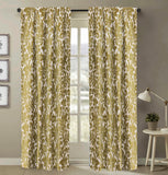 Chartreuse Flowers Floral Jacquard Velvet Curtain Panels