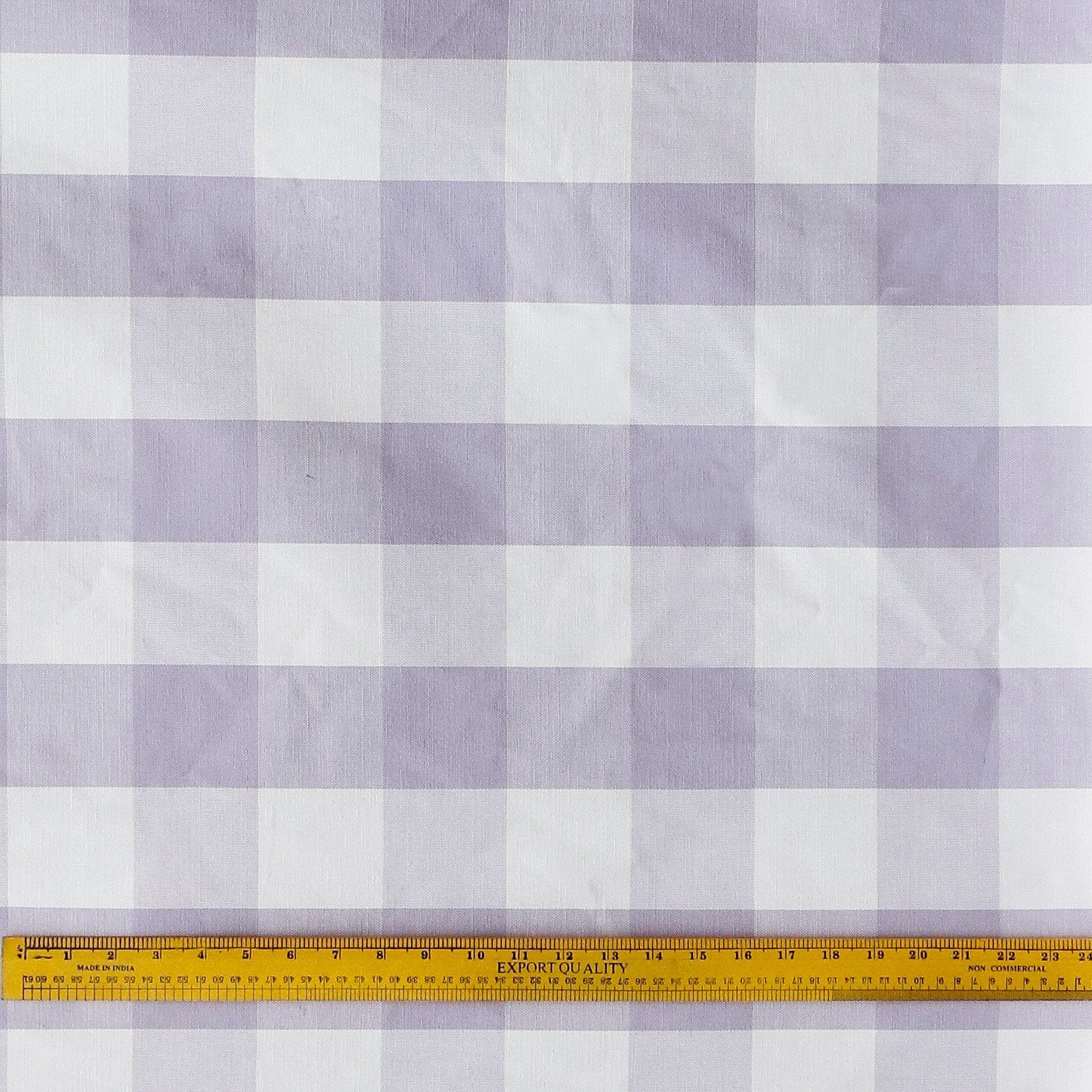 Light Purple N Ivory Gingham Checks Cotton Curtain Panels