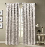 Beige Eternity Geometric Jacquard Weave Curtain Panels