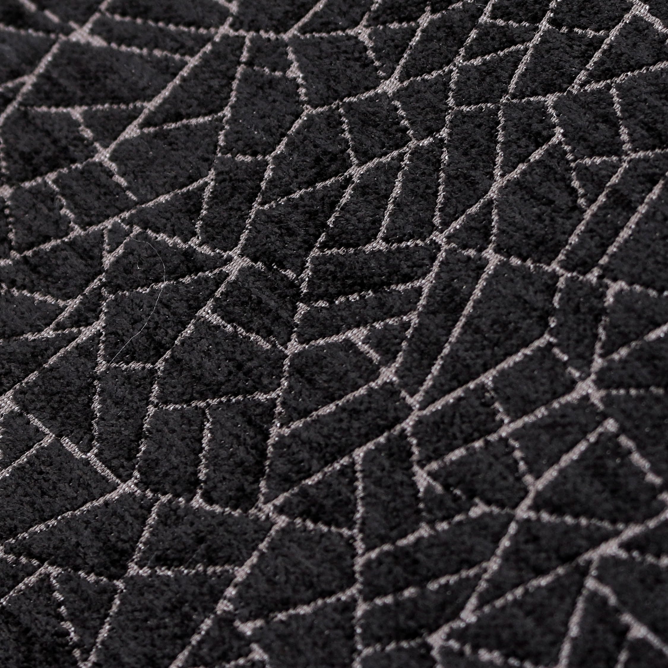 Black Gray Web Jacquard Velvet Abstract Curtain Panels