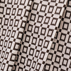 Brown Blocks Jacquard Velvet Geometric Curtain Panels