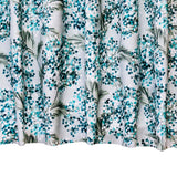 Turquoise Blue Flowers Printed Cotton Curtain Panels