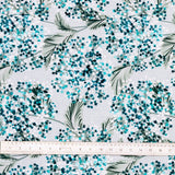 Turquoise Blue Flowers Cotton Fabric By The Metre