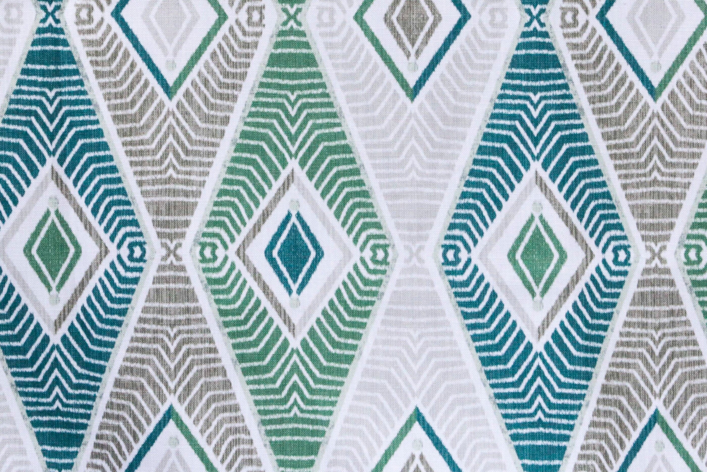 Green Egyptian Pattern Print Cotton Geometric Curtain Panels