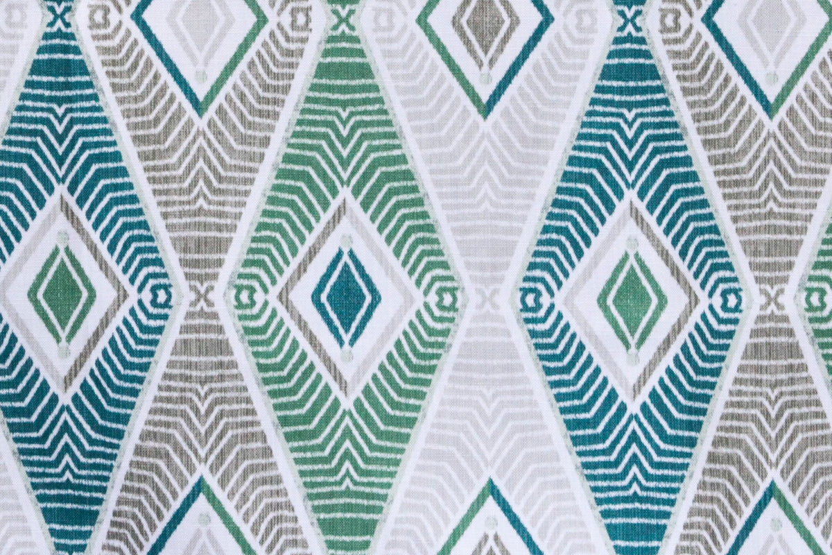 Green Egyptian Pattern Print Cotton Geometric Curtain Panels