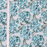Turquoise Blue Flowers Cotton Fabric By The Metre
