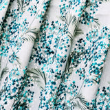 Turquoise Blue Flowers Cotton Fabric By The Metre