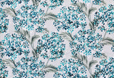 Turquoise Blue Flowers Cotton Fabric By The Metre