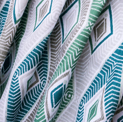 Green Egyptian Pattern Print Cotton Geometric Curtain Panels