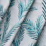 Turquoise Blue Shrubs Printed Cotton Curtain Panels