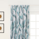 Turquoise Blue Shrubs Printed Cotton Curtain Panels