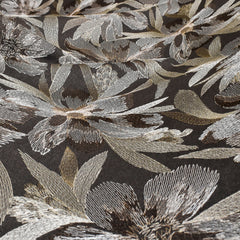 Brown Flower Woo Fabric By The Metre