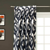 Black Midnight Circles Jacquard Weave Curtain Panels