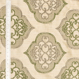 Geometric Olive Green Jacquard Weave Damask Curtain Panels