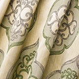 Geometric Olive Green Jacquard Weave Damask Curtain Panels
