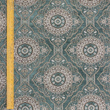 Geometric Eclectic Teal Chenille Velvet Curtain Panels