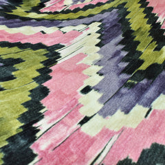 Pink And Green Velvet Fabric By The Metre