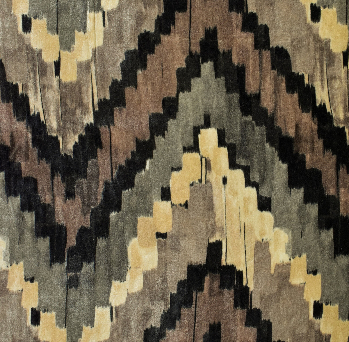 Beige, Brown Chevron Digital Printed Velvet Curtain Panels