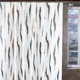 Off White Artistic Sheer Embroidery Linen Look Curtain Panel