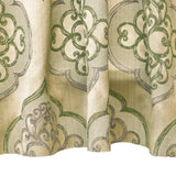 Geometric Olive Green Jacquard Weave Damask Curtain Panels