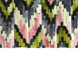 Pink, Green Chevron Digital Printed Velvet Curtain Panels