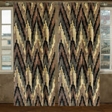 Beige, Brown Chevron Digital Printed Velvet Curtain Panels