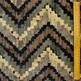 Beige, Brown Chevron Digital Printed Velvet Curtain Panels
