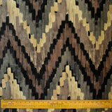 Beige, Brown Chevron Digital Printed Velvet Curtain Panels
