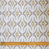 Geometric Mustard Sheer Embroidery Linen Look Curtain Panels