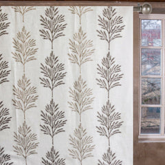 Fern Tree Sheer Embroidery Linen Look Curtain Panels