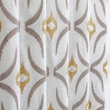 Geometric Mustard Sheer Embroidery Linen Look Curtain Panels