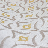 Geometric Mustard Sheer Embroidery Linen Look Curtain Panels