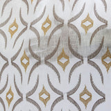 Geometric Mustard Sheer Embroidery Linen Look Curtain Panels