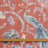 Lovely Peacocks Rust Bird Printed Cotton Curtain Panels