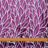 Purple Leaves Velvet Fabric By The Metre