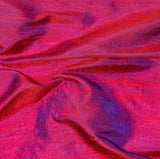 Red, Ink Blue Silk Dupioni Fabric By The Metre