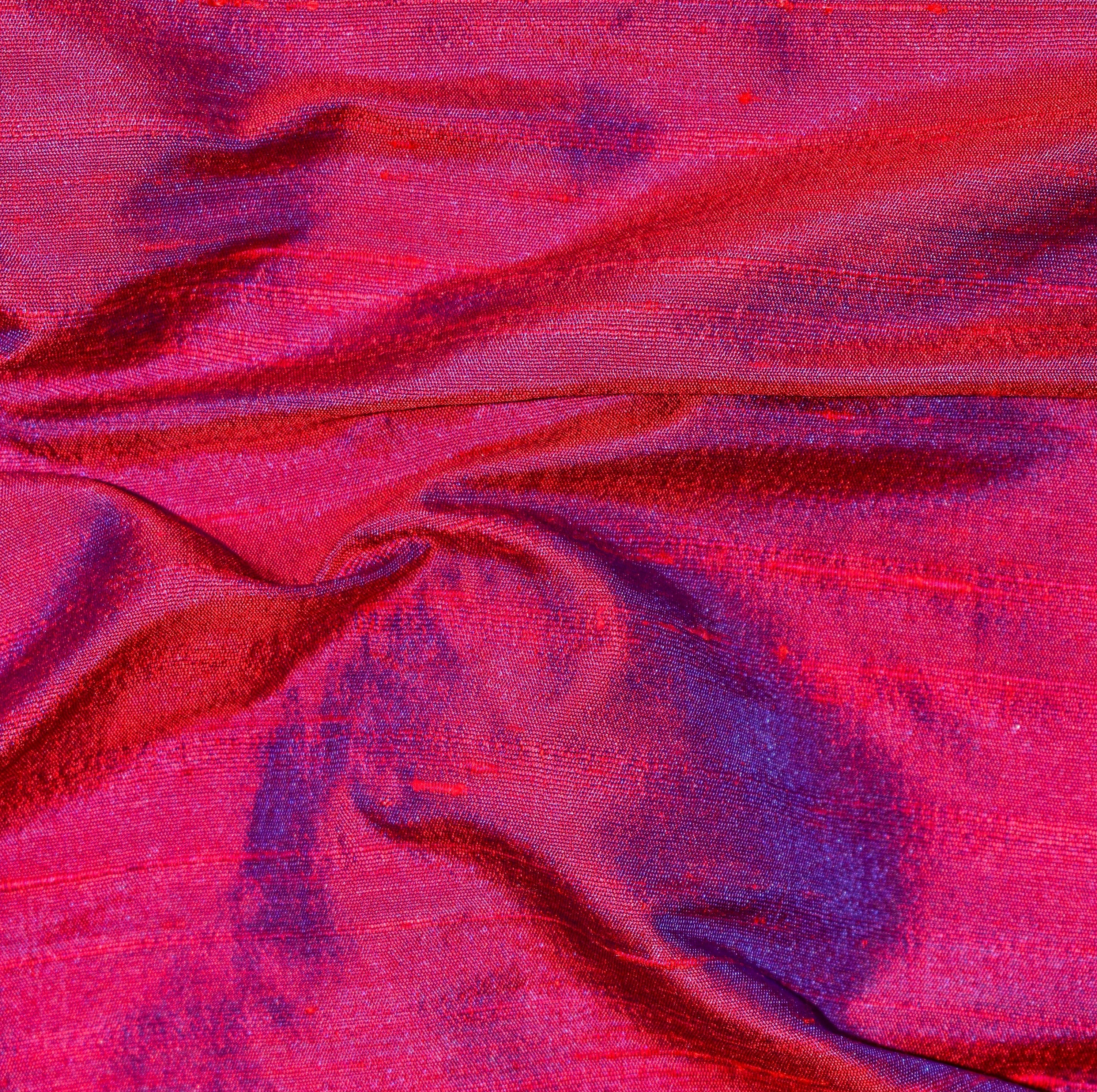 Red And Ink Blue Silk Dupioni Curtain Panels