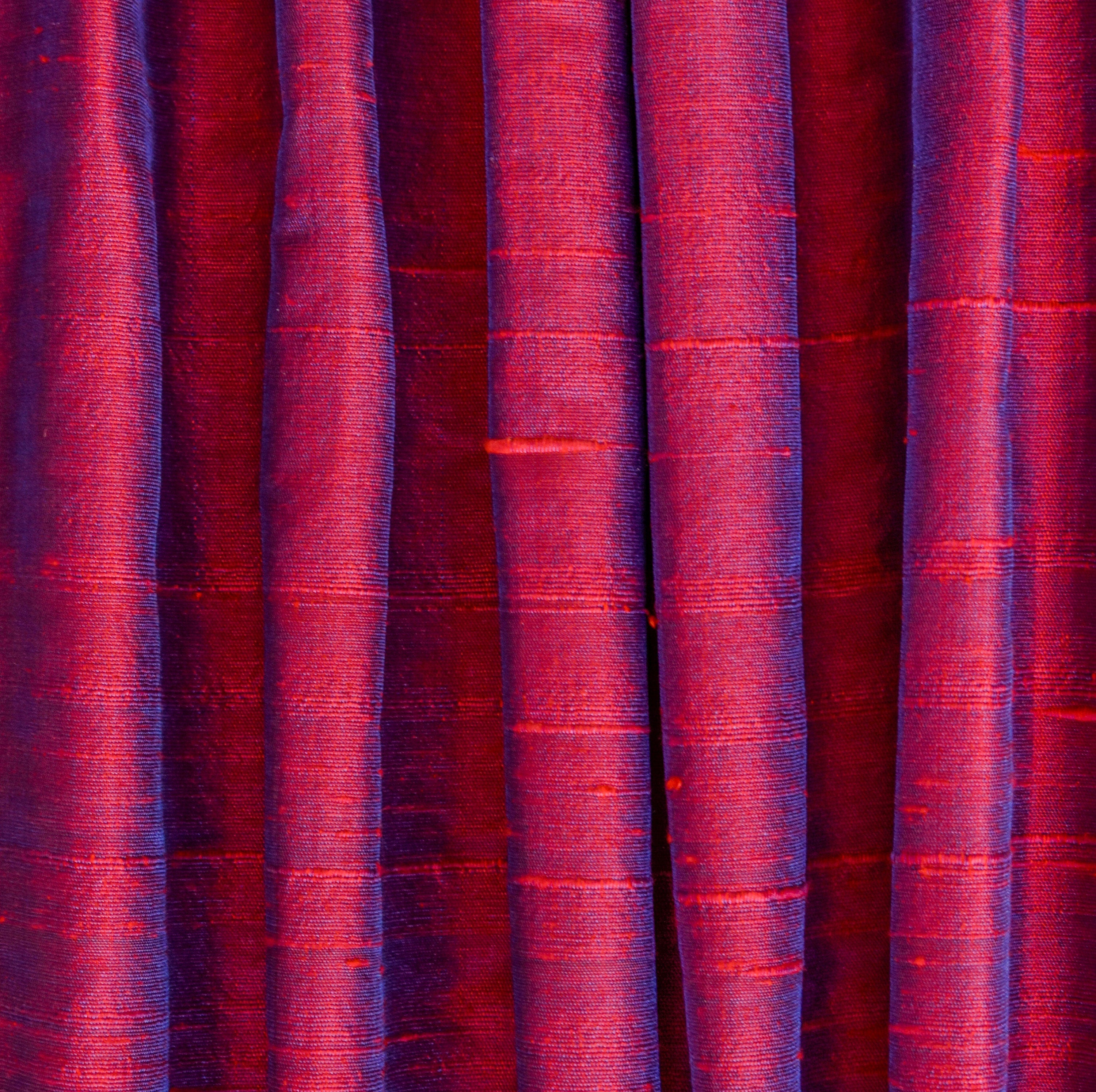 Red And Ink Blue Silk Dupioni Curtain Panels