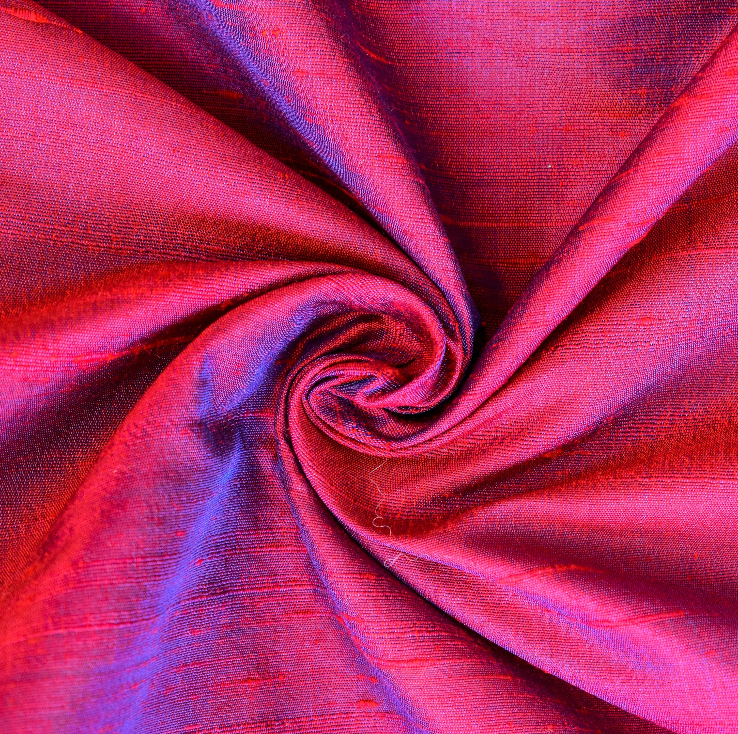 Red And Ink Blue Silk Dupioni Curtain Panels