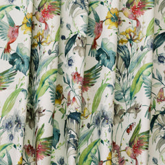 Birdy Love Green, Pink Printed Cotton Curtain Panels