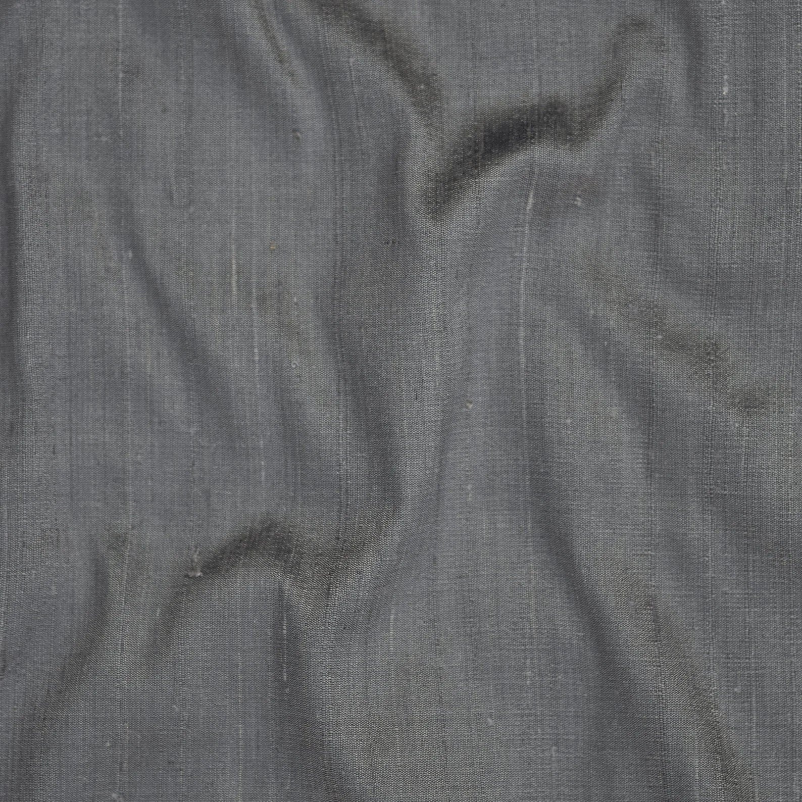 Charcoal Gray Pure Silk Dupioni Curtain Panels