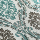Teal N Grey Damask Jacquard Weave Curtain Panels