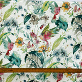 Birdy Love Green, Pink Printed Cotton Curtain Panels