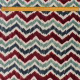 Teal N Burgundy Chevron Digital Print Velvet Curtain Panels