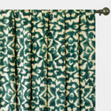 Green N Ivory Abstract Digital Printed Velvet Curtain Panels