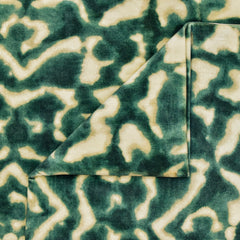 Green And Ivory Velvet Fabric By The Metre