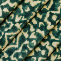Green And Ivory Velvet Fabric By The Metre