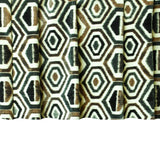 Bottle Green Geometric Digital Printed Velvet Curtain Panels